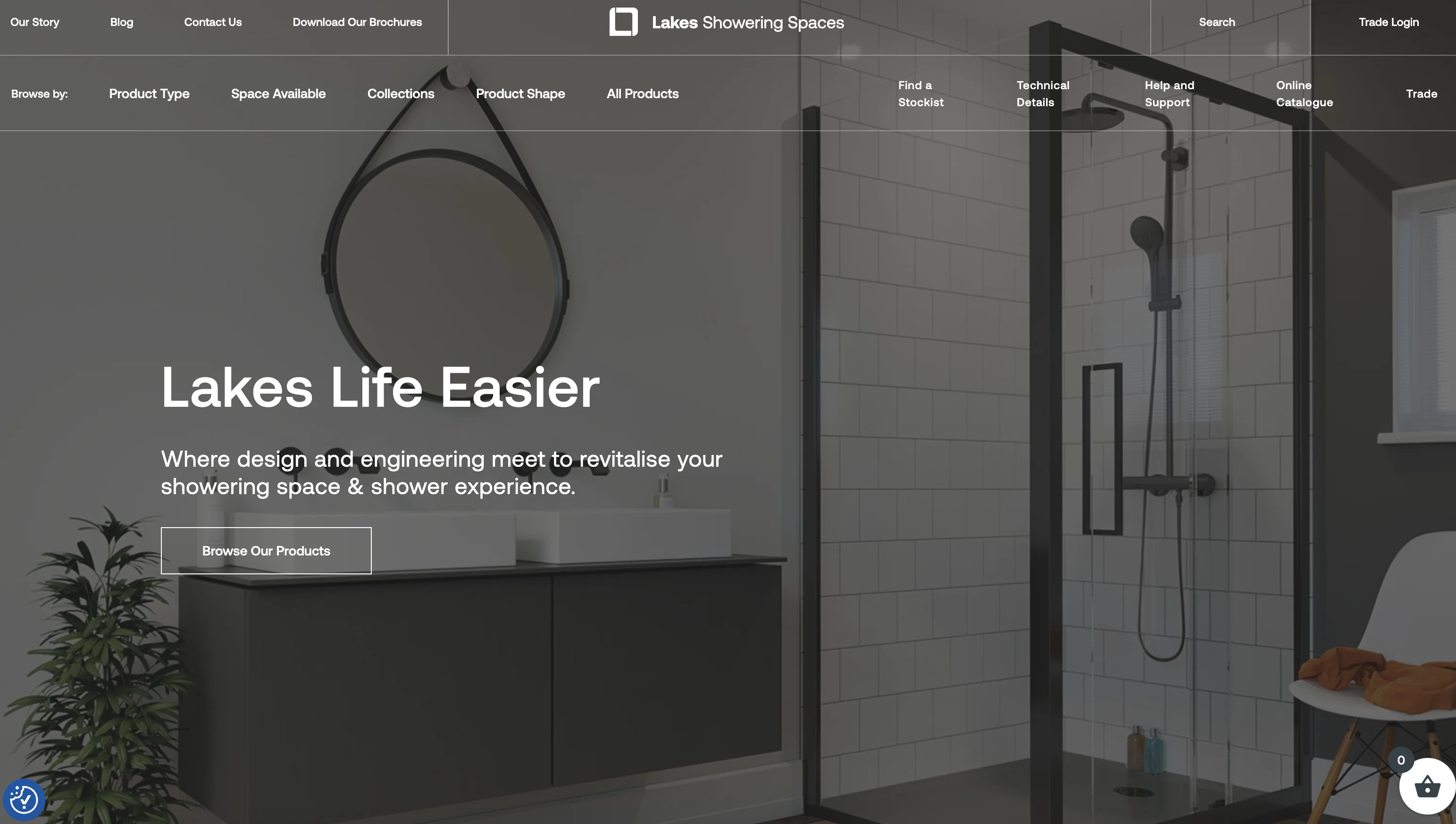 Lakes Showering website screenshot